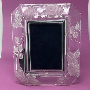 Vintage Frosted Tabletop Lead Crystal Photo Frame 10.75 x 8.75 (5x7") Circa 90s